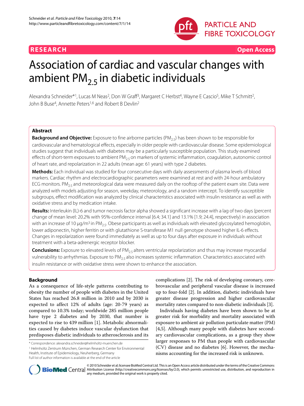 Association Of Cardiac And Vascular Changes With Ambient Pm2 5 In Diabetic Individuals Topic Of Research Paper In Health Sciences Download Scholarly Article Pdf And Read For Free On Cyberleninka Open Science
