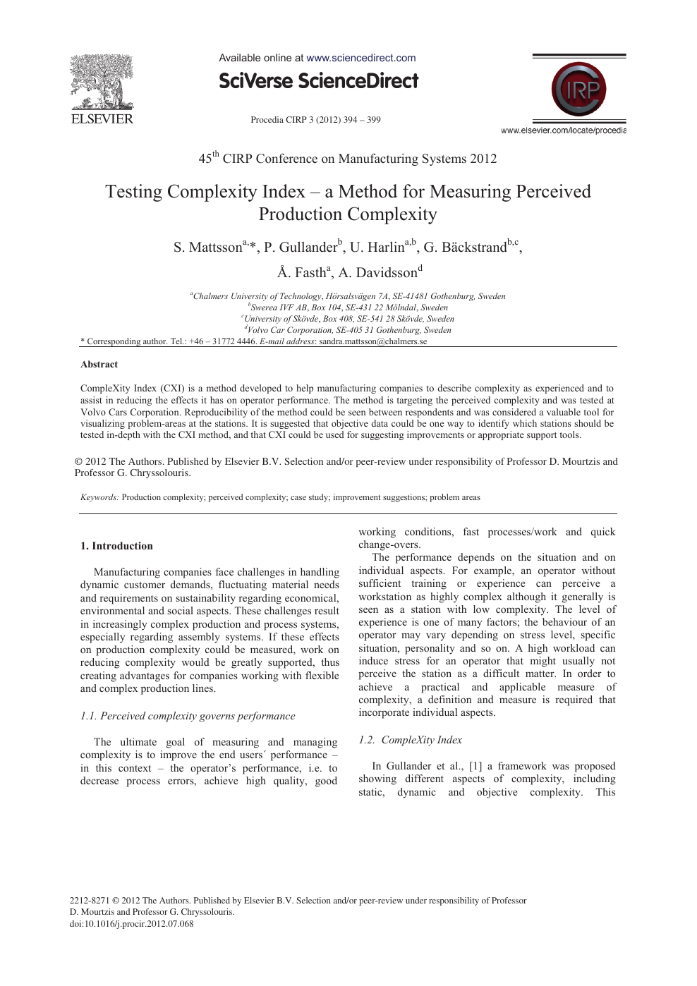 Testing Complexity Index A Method For Measuring Perceived Production Complexity Topic Of Research Paper In Economics And Business Download Scholarly Article Pdf And Read For Free On Cyberleninka Open Science Hub