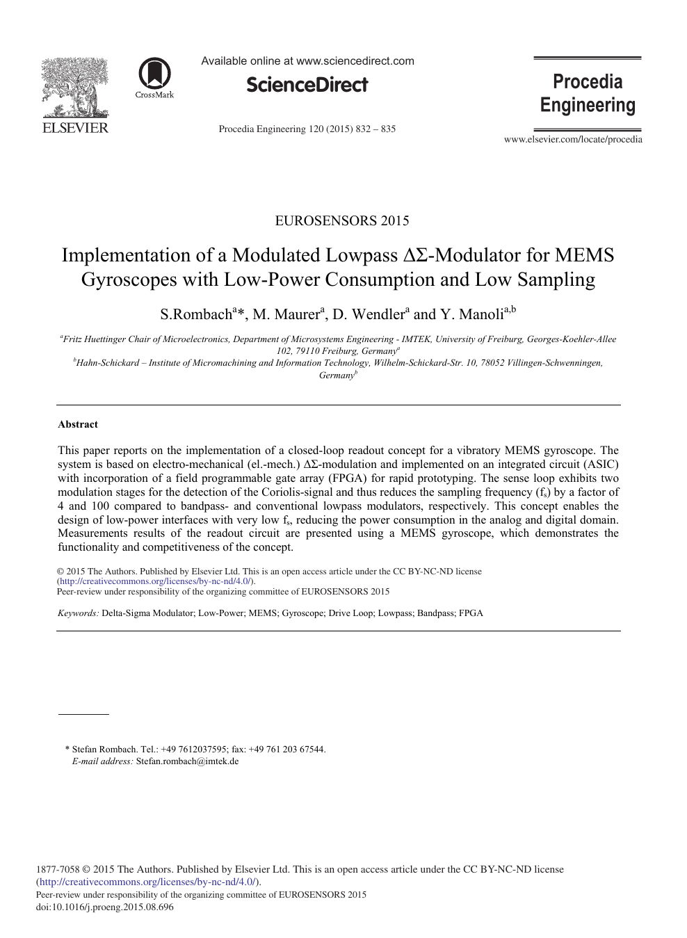 Implementation Of A Modulated Lowpass Ds Modulator For Mems Gyroscopes With Low Power Consumption And Low Sampling Topic Of Research Paper In Materials Engineering Download Scholarly Article Pdf And Read For Free On