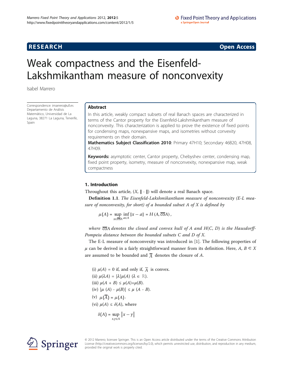 Weak Compactness And The Eisenfeld Lakshmikantham Measure Of Nonconvexity Topic Of Research Paper In Mathematics Download Scholarly Article Pdf And Read For Free On Cyberleninka Open Science Hub