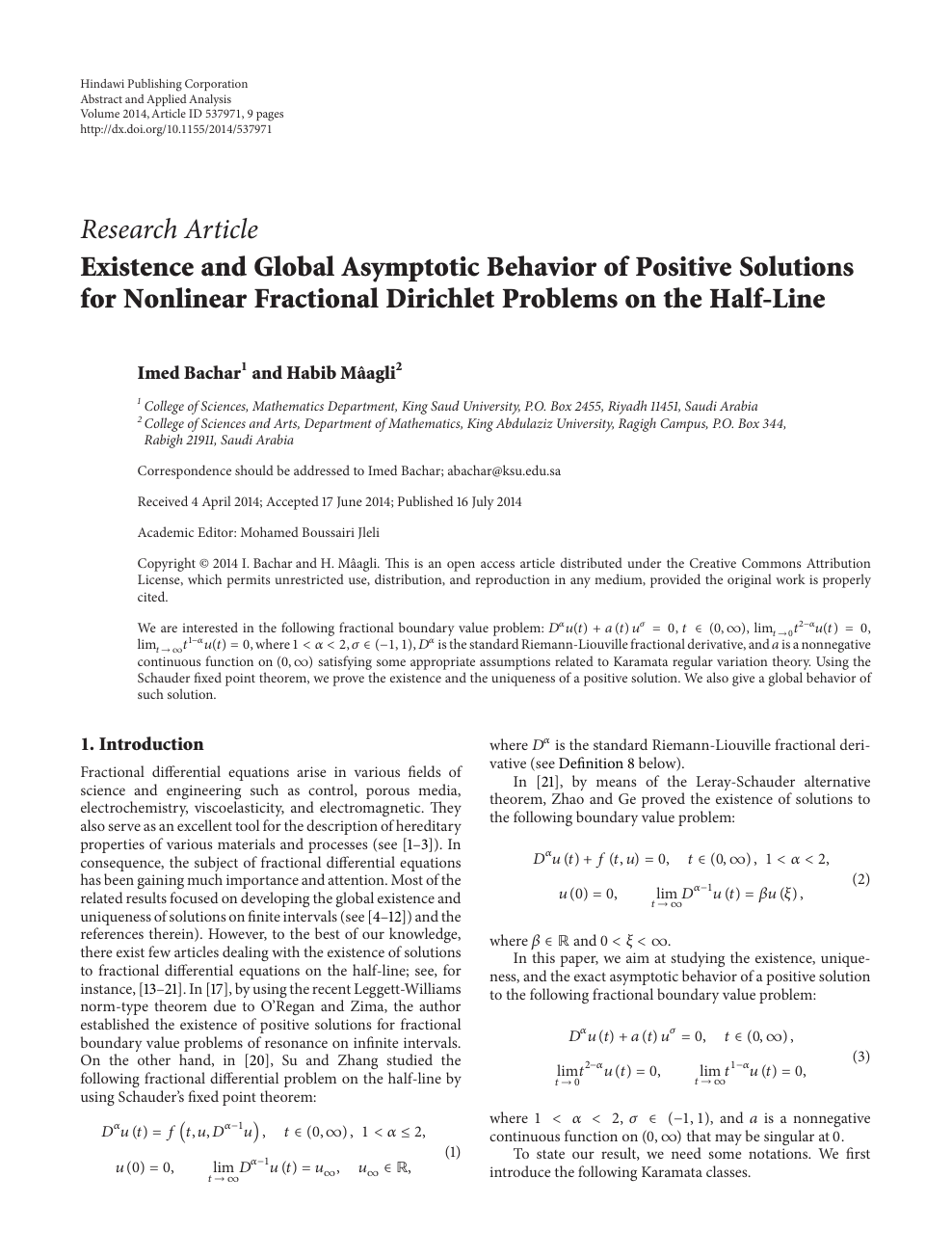 Existence And Global Asymptotic Behavior Of Positive Solutions For Nonlinear Fractional Dirichlet Problems On The Half Line Topic Of Research Paper In Mathematics Download Scholarly Article Pdf And Read For Free On
