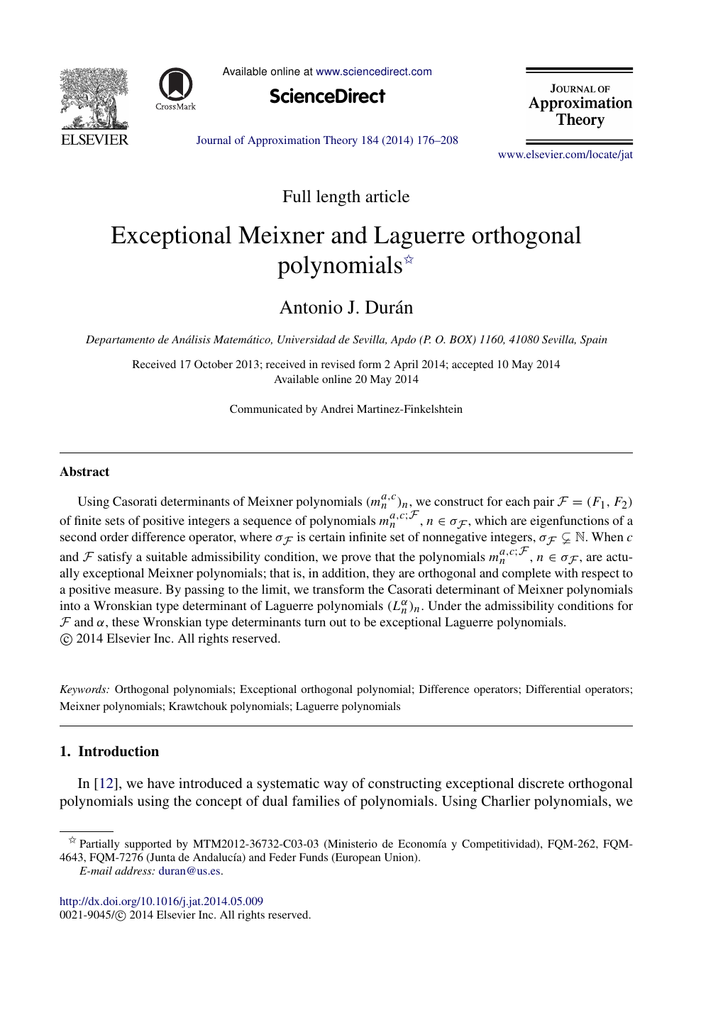 Exceptional Meixner And Laguerre Orthogonal Polynomials Topic Of Research Paper In Mathematics Download Scholarly Article Pdf And Read For Free On Cyberleninka Open Science Hub