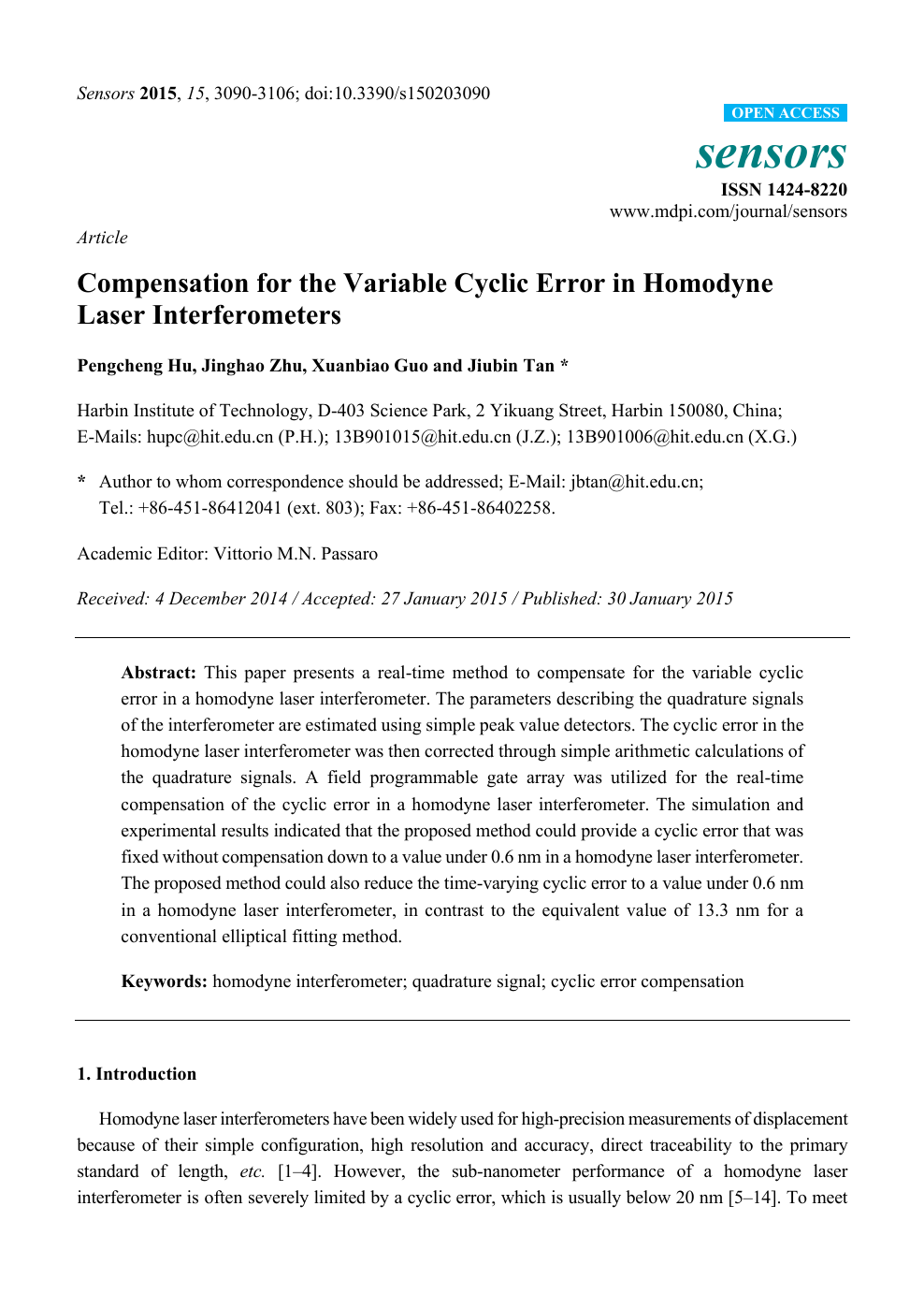 Compensation For The Variable Cyclic Error In Homodyne Laser Interferometers Topic Of Research Paper In Medical Engineering Download Scholarly Article Pdf And Read For Free On Cyberleninka Open Science Hub