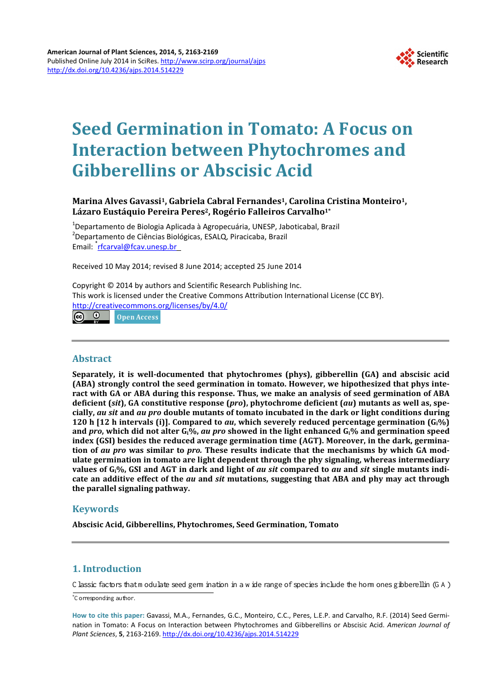 Seed Germination In Tomato A Focus On Interaction Between Phytochromes And Gibberellins Or Abscisic Acid Topic Of Research Paper In Biological Sciences Download Scholarly Article Pdf And Read For Free On