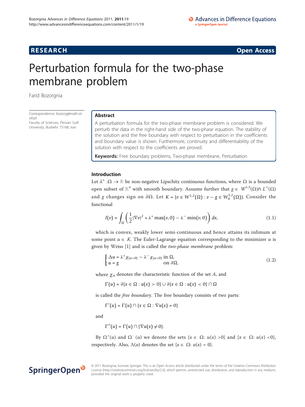 Perturbation Formula For The Two Phase Membrane Problem Topic Of Research Paper In Mathematics Download Scholarly Article Pdf And Read For Free On Cyberleninka Open Science Hub