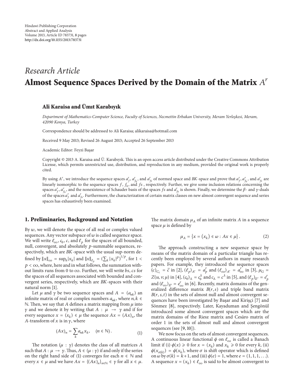 Almost Sequence Spaces Derived By The Domain Of The Matrix Topic Of Research Paper In Mathematics Download Scholarly Article Pdf And Read For Free On Cyberleninka Open Science Hub