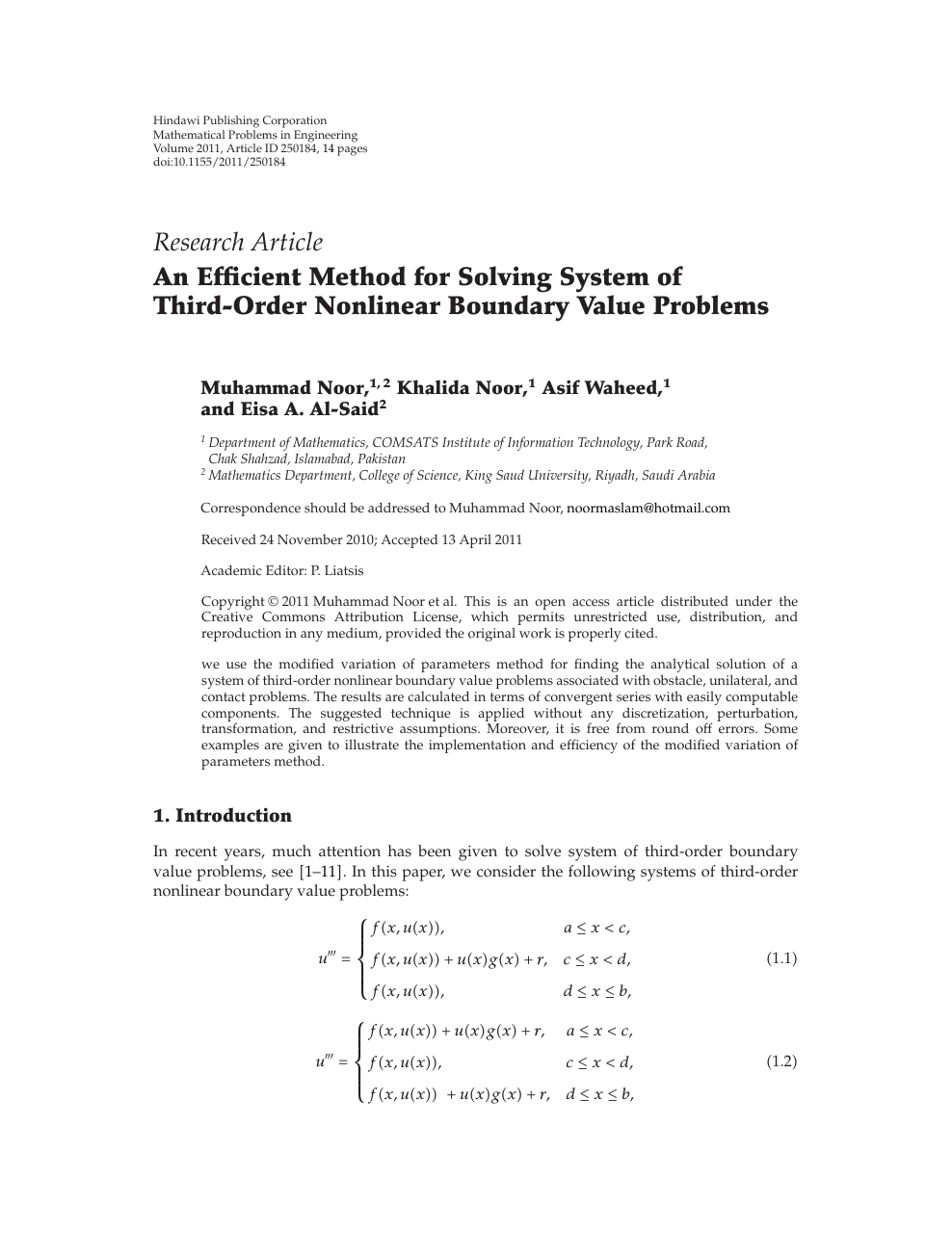 An Efficient Method For Solving System Of Third Order Nonlinear Boundary Value Problems Topic Of Research Paper In Mathematics Download Scholarly Article Pdf And Read For Free On Cyberleninka Open Science Hub