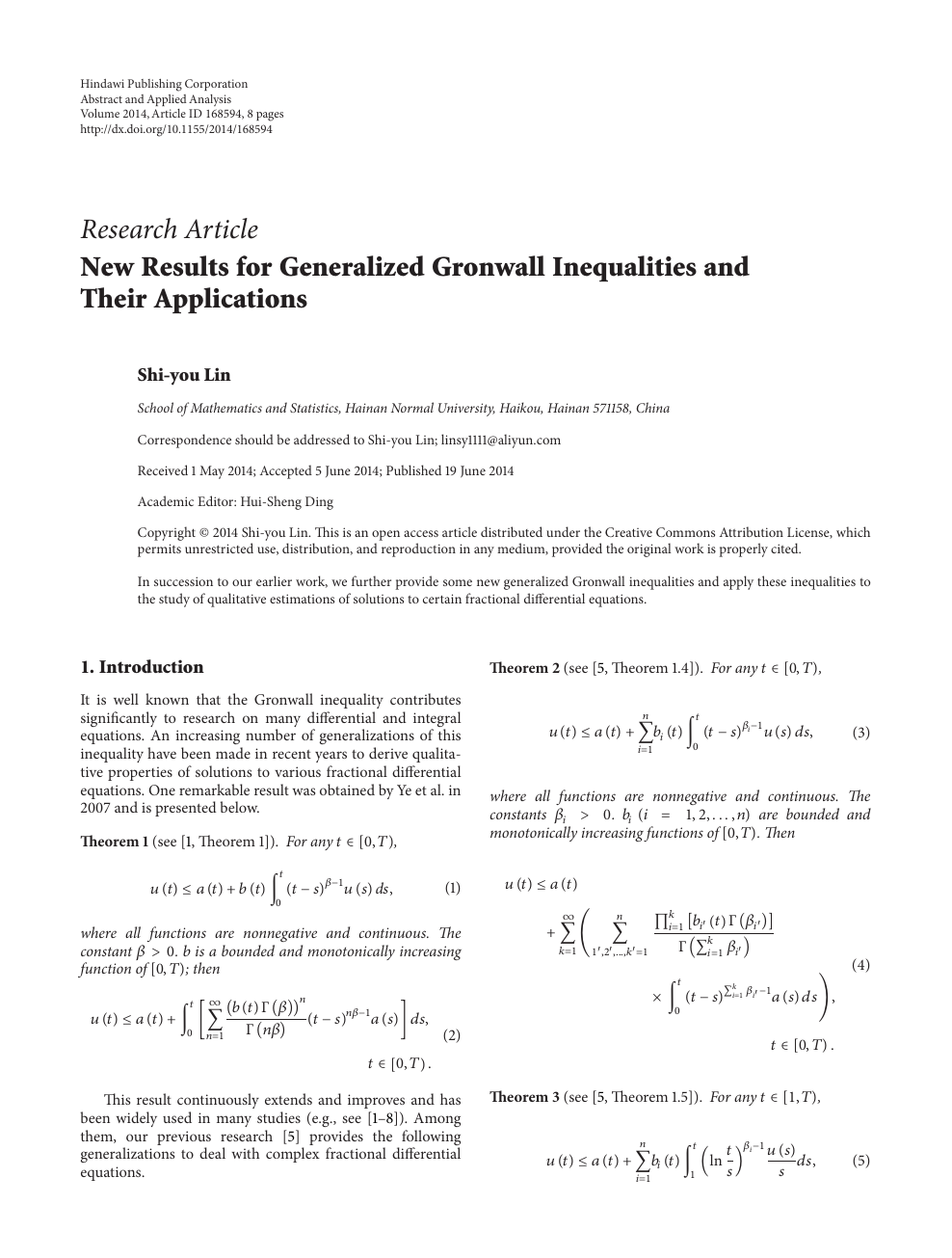 New Results For Generalized Gronwall Inequalities And Their Applications Topic Of Research Paper In Mathematics Download Scholarly Article Pdf And Read For Free On Cyberleninka Open Science Hub