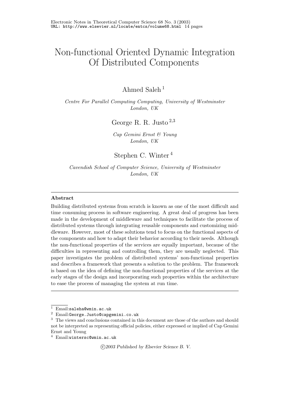 Non Functional Oriented Dynamic Integration Of Distributed Components Topic Of Research Paper In Computer And Information Sciences Download Scholarly Article Pdf And Read For Free On Cyberleninka Open Science Hub