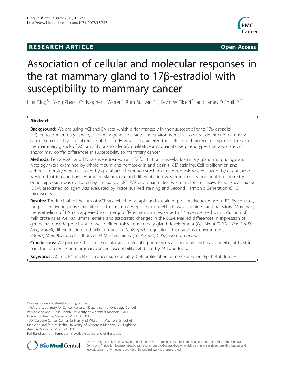 Association Of Cellular And Molecular Responses In The Rat