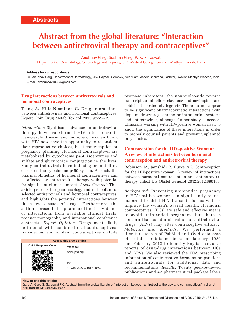 Abstract From The Global Literature Interaction Between Antiretroviral Therapy And Contraceptives Topic Of Research Paper In Clinical Medicine Download Scholarly Article Pdf And Read For Free On Cyberleninka Open Science Hub