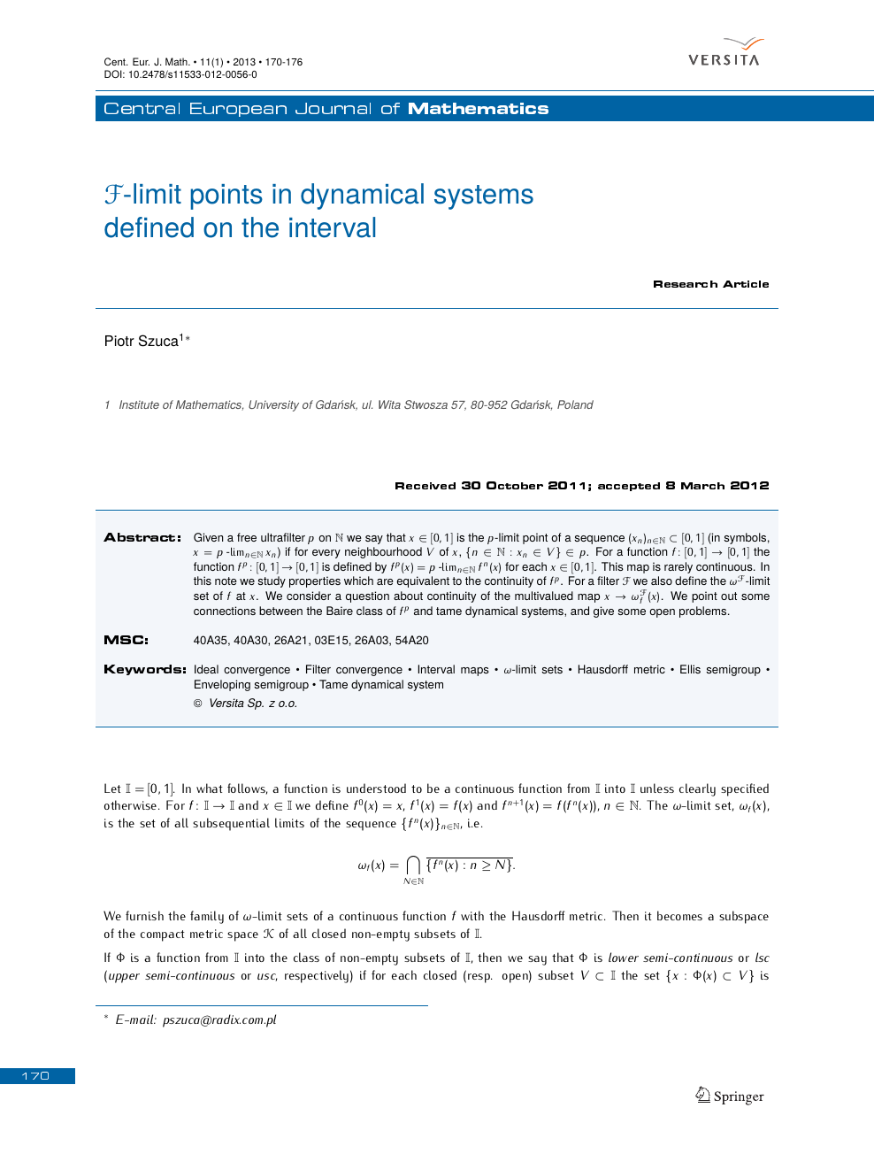 F Limit Points In Dynamical Systems Defined On The Interval Topic Of Research Paper In Mathematics Download Scholarly Article Pdf And Read For Free On Cyberleninka Open Science Hub