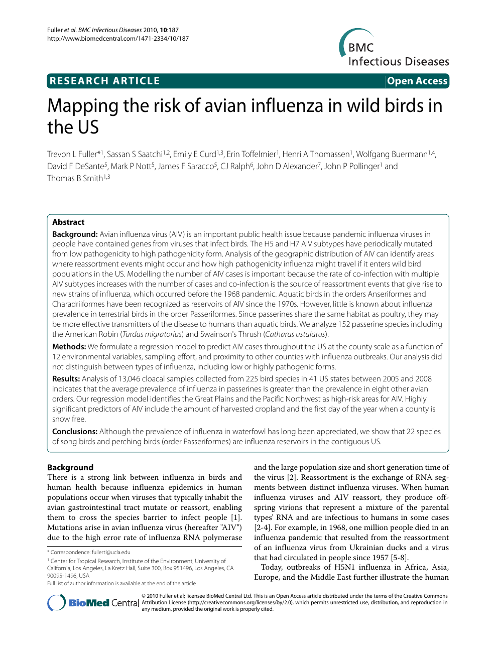 Mapping The Risk Of Avian Influenza In Wild Birds In The Us Topic Of Research Paper In Biological Sciences Download Scholarly Article Pdf And Read For Free On Cyberleninka Open Science