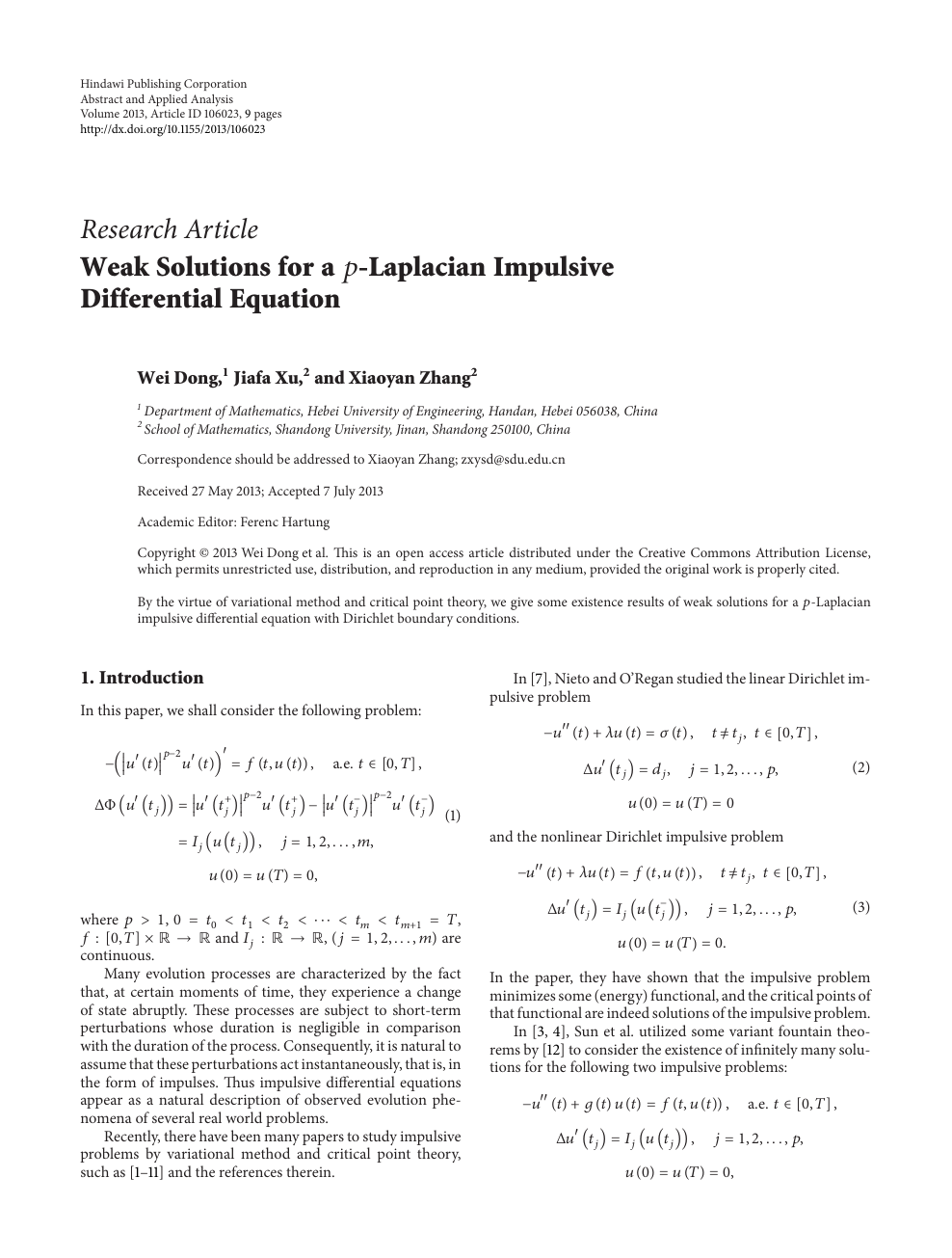 Weak Solutions For A P Laplacian Impulsive Differential Equation Topic Of Research Paper In Mathematics Download Scholarly Article Pdf And Read For Free On Cyberleninka Open Science Hub
