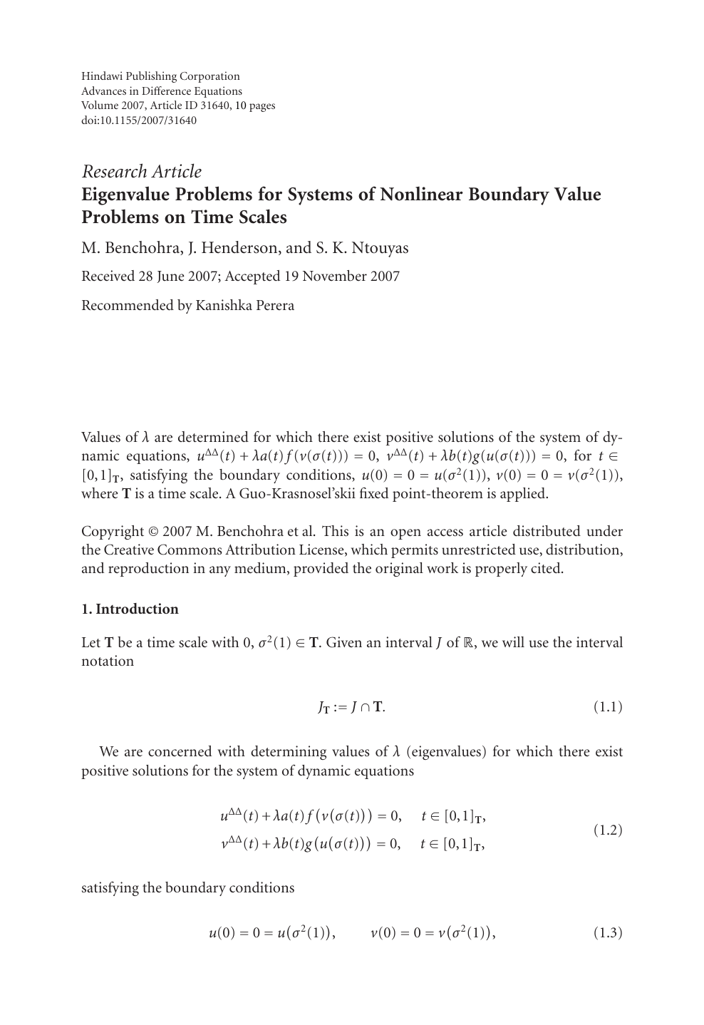 Eigenvalue Problems For Systems Of Nonlinear Boundary Value Problems On Time Scales Topic Of Research Paper In Mathematics Download Scholarly Article Pdf And Read For Free On Cyberleninka Open Science Hub