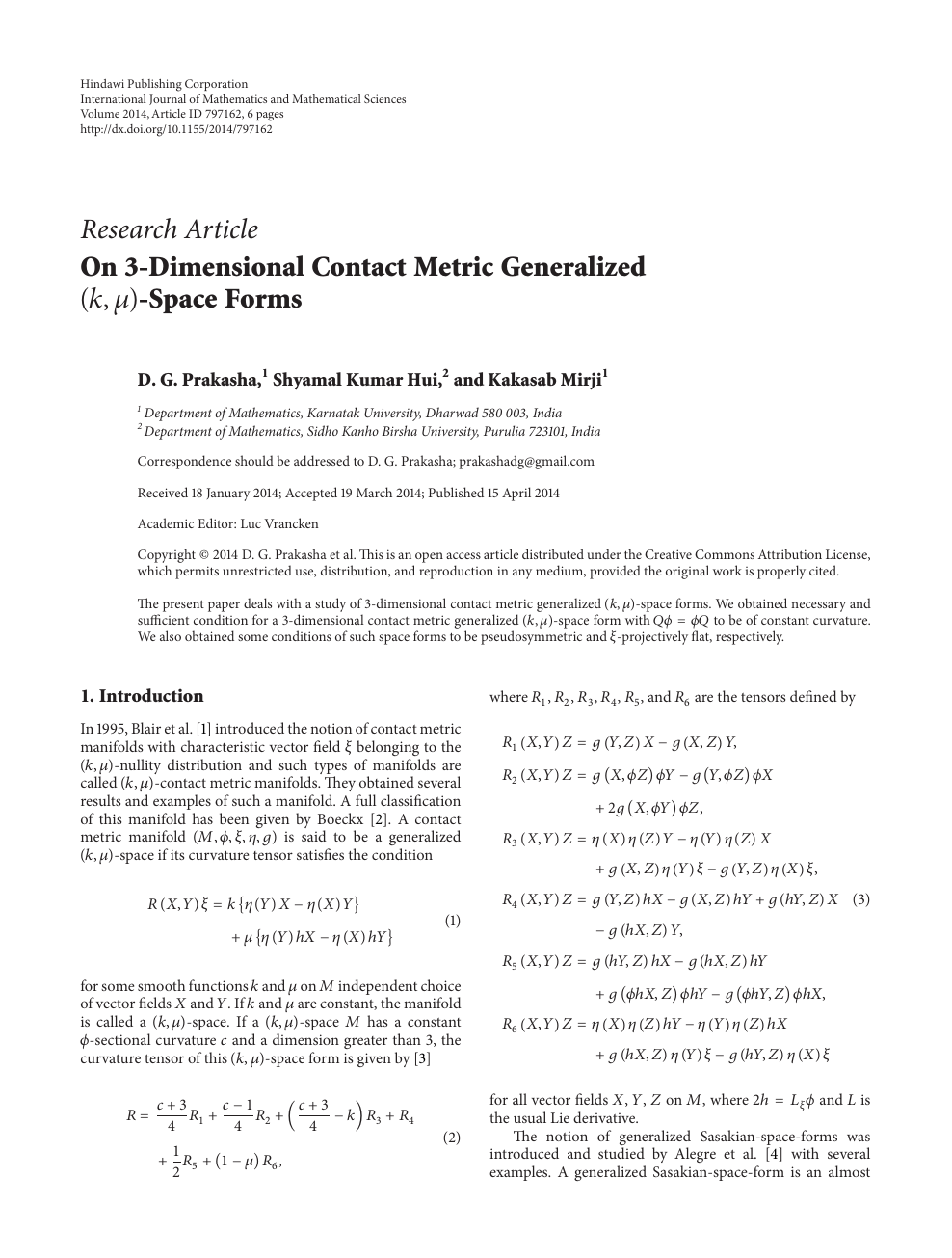 On 3 Dimensional Contact Metric Generalized K M Space Forms Topic Of Research Paper In Mathematics Download Scholarly Article Pdf And Read For Free On Cyberleninka Open Science Hub
