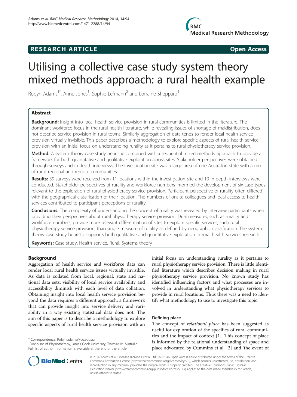 Utilising A Collective Case Study System Theory Mixed Methods Approach A Rural Health Example Topic Of Research Paper In Health Sciences Download Scholarly Article Pdf And Read For Free On Cyberleninka