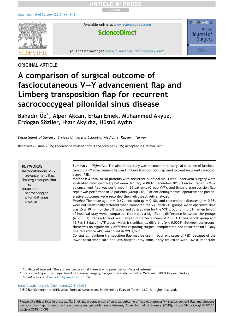 A Comparison Of Surgical Outcome Of Fasciocutaneous V Y Advancement Flap And Limberg Transposition Flap For Recurrent Sacrococcygeal Pilonidal Sinus Disease Topic Of Research Paper In Clinical Medicine Download Scholarly Article Pdf