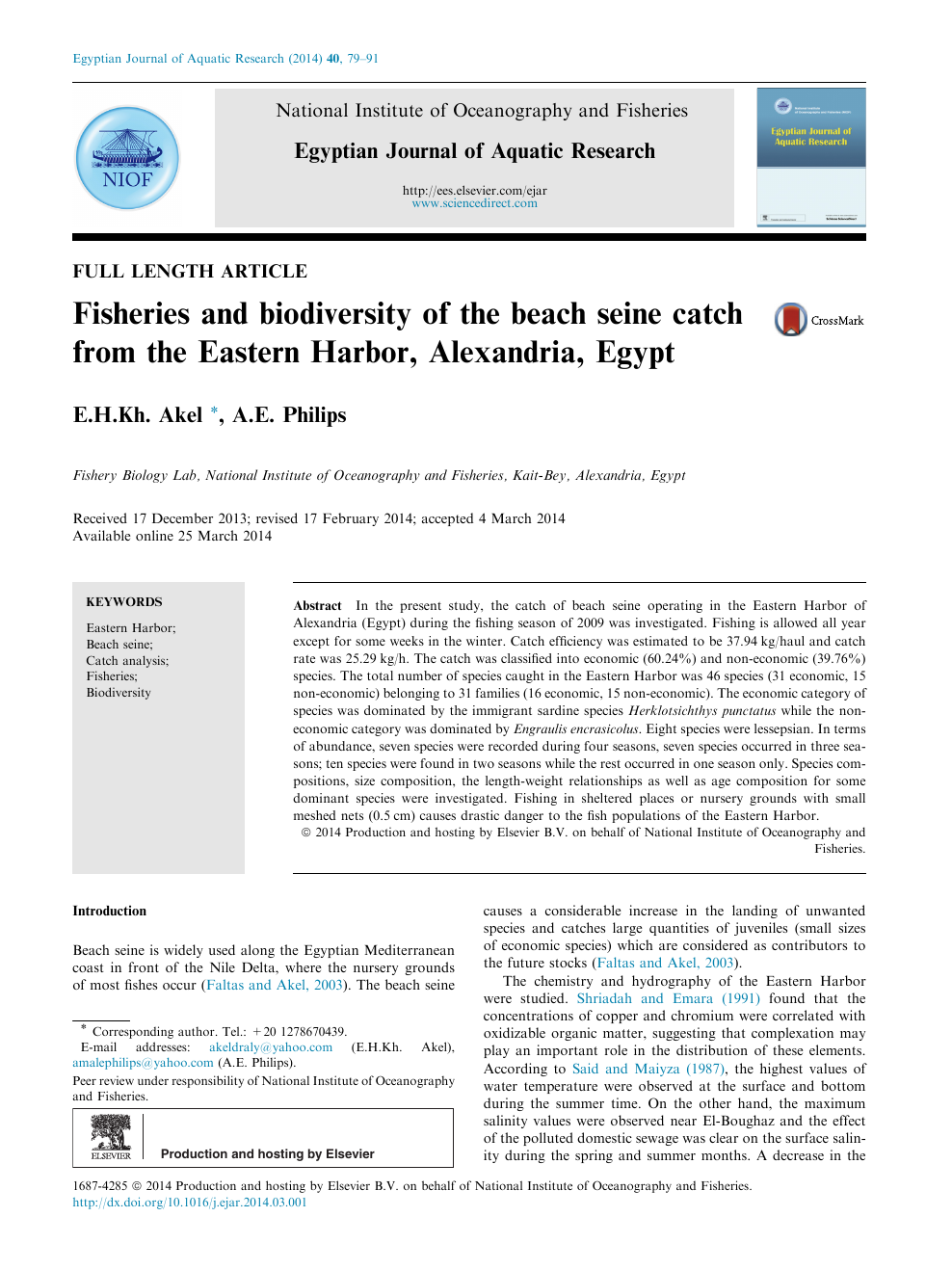 Fisheries And Biodiversity Of The Beach Seine Catch From The Eastern Harbor Alexandria Egypt Topic Of Research Paper In Biological Sciences Download Scholarly Article Pdf And Read For Free On Cyberleninka