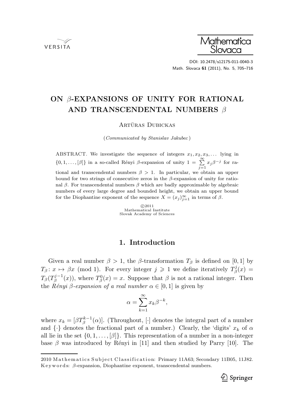 On B Expansions Of Unity For Rational And Transcendental Numbers B Topic Of Research Paper In Mathematics Download Scholarly Article Pdf And Read For Free On Cyberleninka Open Science Hub