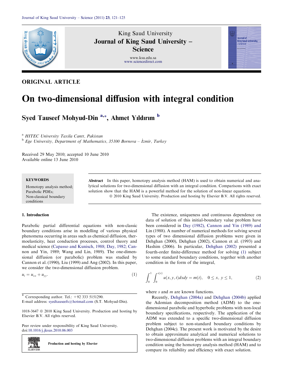 On Two Dimensional Diffusion With Integral Condition Topic Of Research Paper In Mathematics Download Scholarly Article Pdf And Read For Free On Cyberleninka Open Science Hub