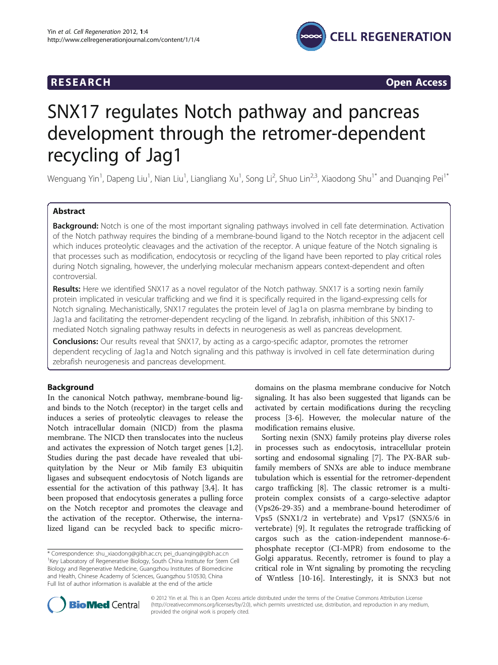 Snx17 Regulates Notch Pathway And Pancreas Development Through The Retromer Dependent Recycling Of Jag1 Topic Of Research Paper In Biological Sciences Download Scholarly Article Pdf And Read For Free On Cyberleninka Open