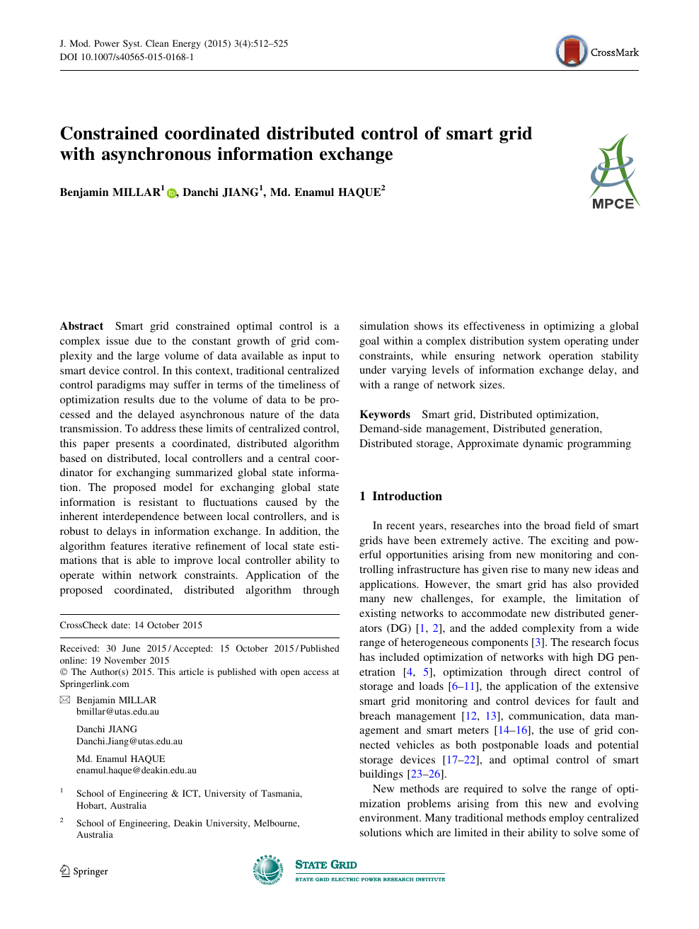 Constrained Coordinated Distributed Control Of Smart Grid With Asynchronous Information Exchange Topic Of Research Paper In Electrical Engineering Electronic Engineering Information Engineering Download Scholarly Article Pdf And Read For Free On