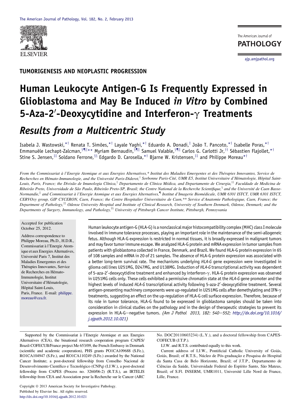 Human Leukocyte Antigen G Is Frequently Expressed In Glioblastoma And May Be Induced In Vitro By Combined 5 Aza 2 Deoxycytidine And Interferon G Treatments Topic Of Research Paper In Biological Sciences Download Scholarly Article Pdf