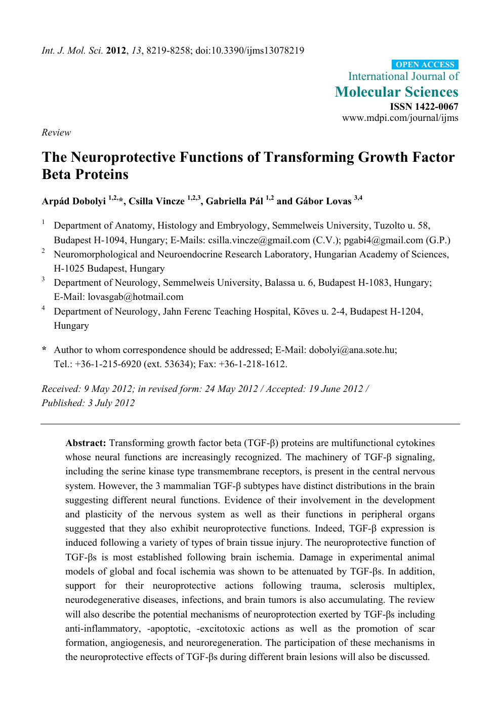 The Neuroprotective Functions Of Transforming Growth Factor Beta Proteins Topic Of Research Paper In Biological Sciences Download Scholarly Article Pdf And Read For Free On Cyberleninka Open Science Hub
