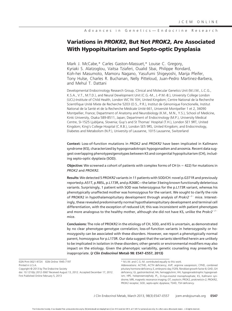 Variations In Prokr2 But Not Prok2 Are Associated With Hypopituitarism And Septo Optic Dysplasia Topic Of Research Paper In Biological Sciences Download Scholarly Article Pdf And Read For Free On