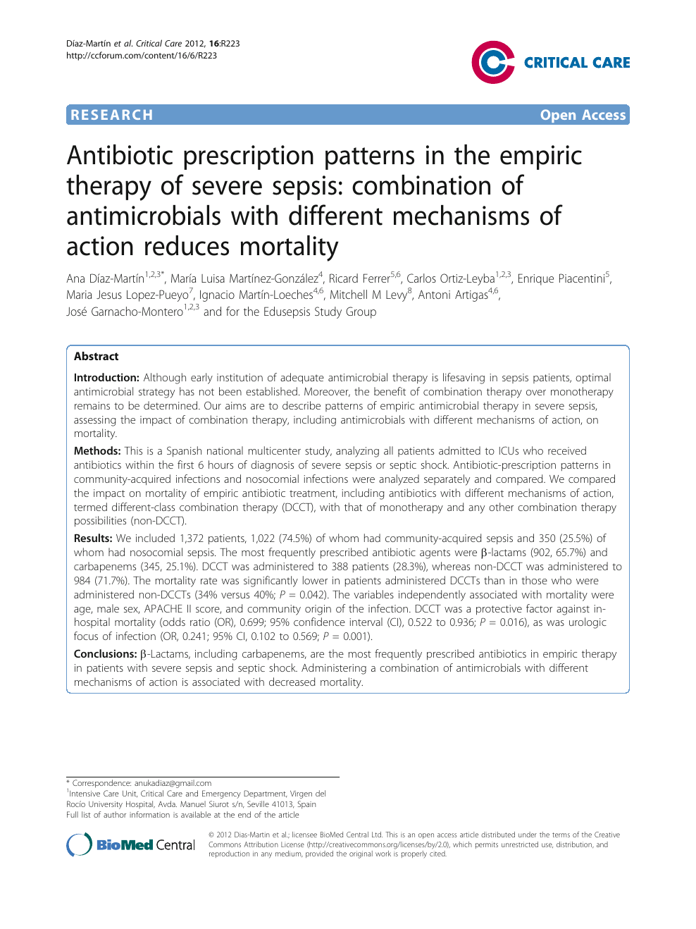 Antibiotic Prescription Patterns In The Empiric Therapy Of Severe Sepsis Combination Of Antimicrobials With Different Mechanisms Of Action Reduces Mortality Topic Of Research Paper In Clinical Medicine Download Scholarly Article Pdf