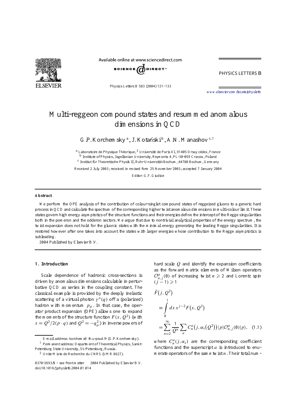 Multi Reggeon Compound States And Resummed Anomalous Dimensions In Qcd Topic Of Research Paper In Physical Sciences Download Scholarly Article Pdf And Read For Free On Cyberleninka Open Science Hub