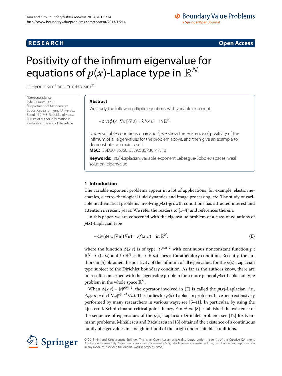 Positivity Of The Infimum Eigenvalue For Equations Of P X Laplace Type In Rn Topic Of Research Paper In Mathematics Download Scholarly Article Pdf And Read For Free On Cyberleninka Open Science Hub