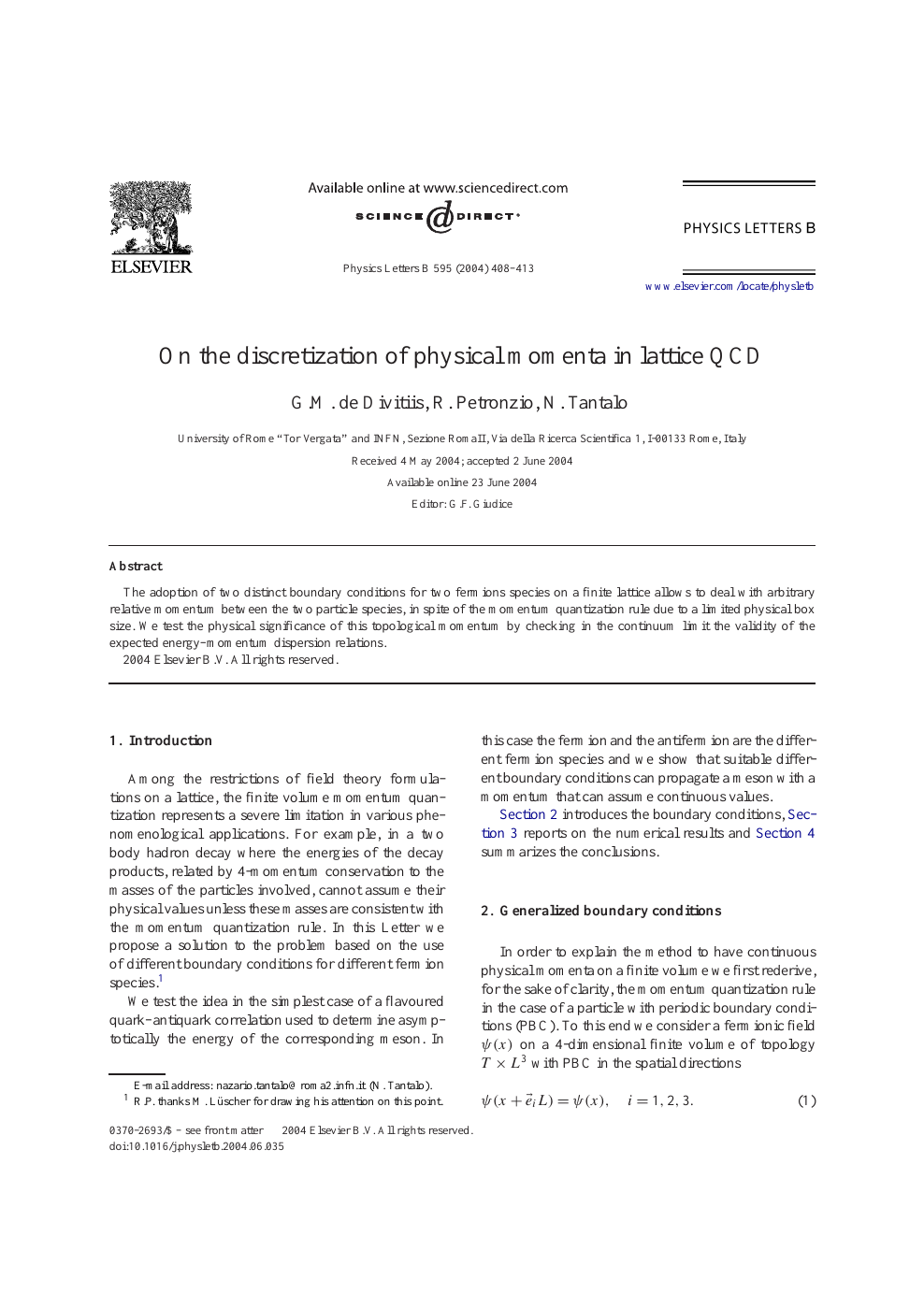 On The Discretization Of Physical Momenta In Lattice Qcd Topic Of Research Paper In Physical Sciences Download Scholarly Article Pdf And Read For Free On Cyberleninka Open Science Hub