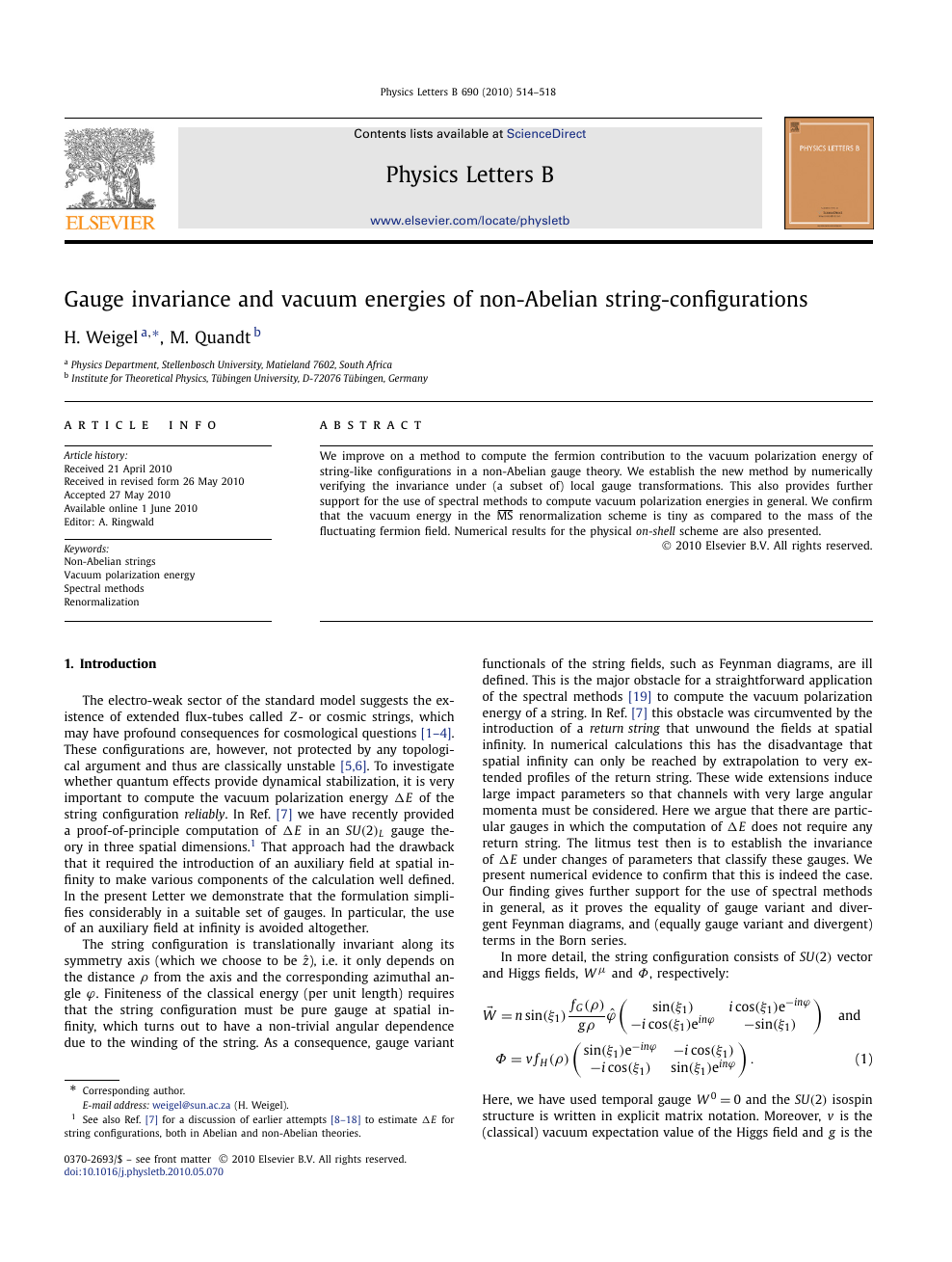Gauge Invariance And Vacuum Energies Of Non Abelian String Configurations Topic Of Research Paper In Physical Sciences Download Scholarly Article Pdf And Read For Free On Cyberleninka Open Science Hub