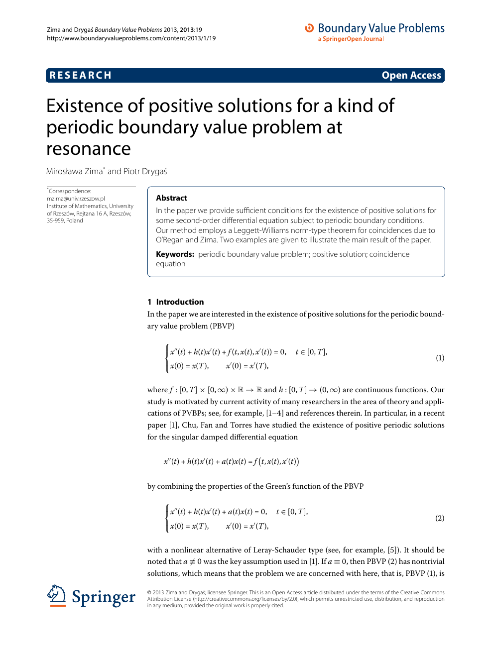 Existence Of Positive Solutions For A Kind Of Periodic Boundary Value Problem At Resonance Topic Of Research Paper In Mathematics Download Scholarly Article Pdf And Read For Free On Cyberleninka Open