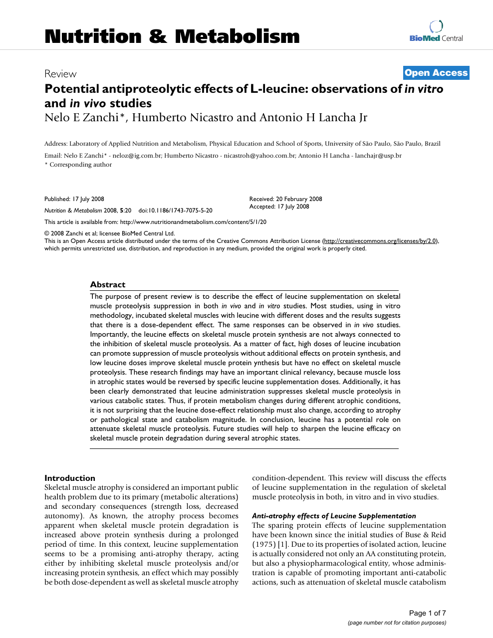 Potential Antiproteolytic Effects Of L Leucine Observations Of In Vitro And In Vivo Studies Topic Of Research Paper In Biological Sciences Download Scholarly Article Pdf And Read For Free On Cyberleninka Open