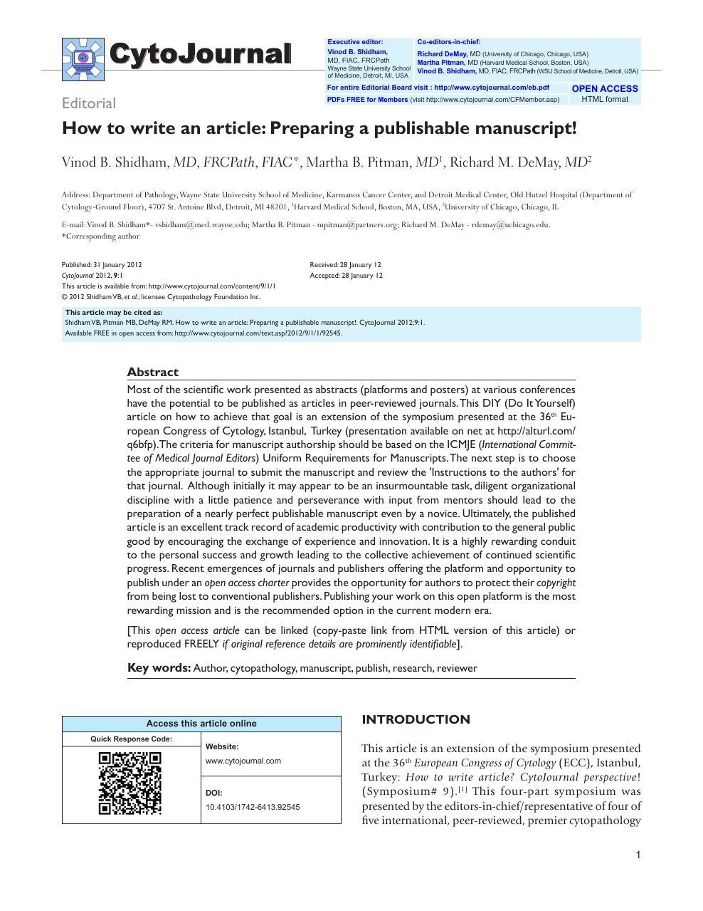 How to write an article: Preparing a publishable manuscript