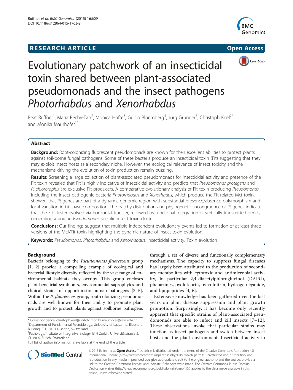 Evolutionary Patchwork Of An Insecticidal Toxin Shared Between Plant Associated Pseudomonads And The Insect Pathogens Photorhabdus And Xenorhabdus Topic Of Research Paper In Biological Sciences Download Scholarly Article Pdf And Read For