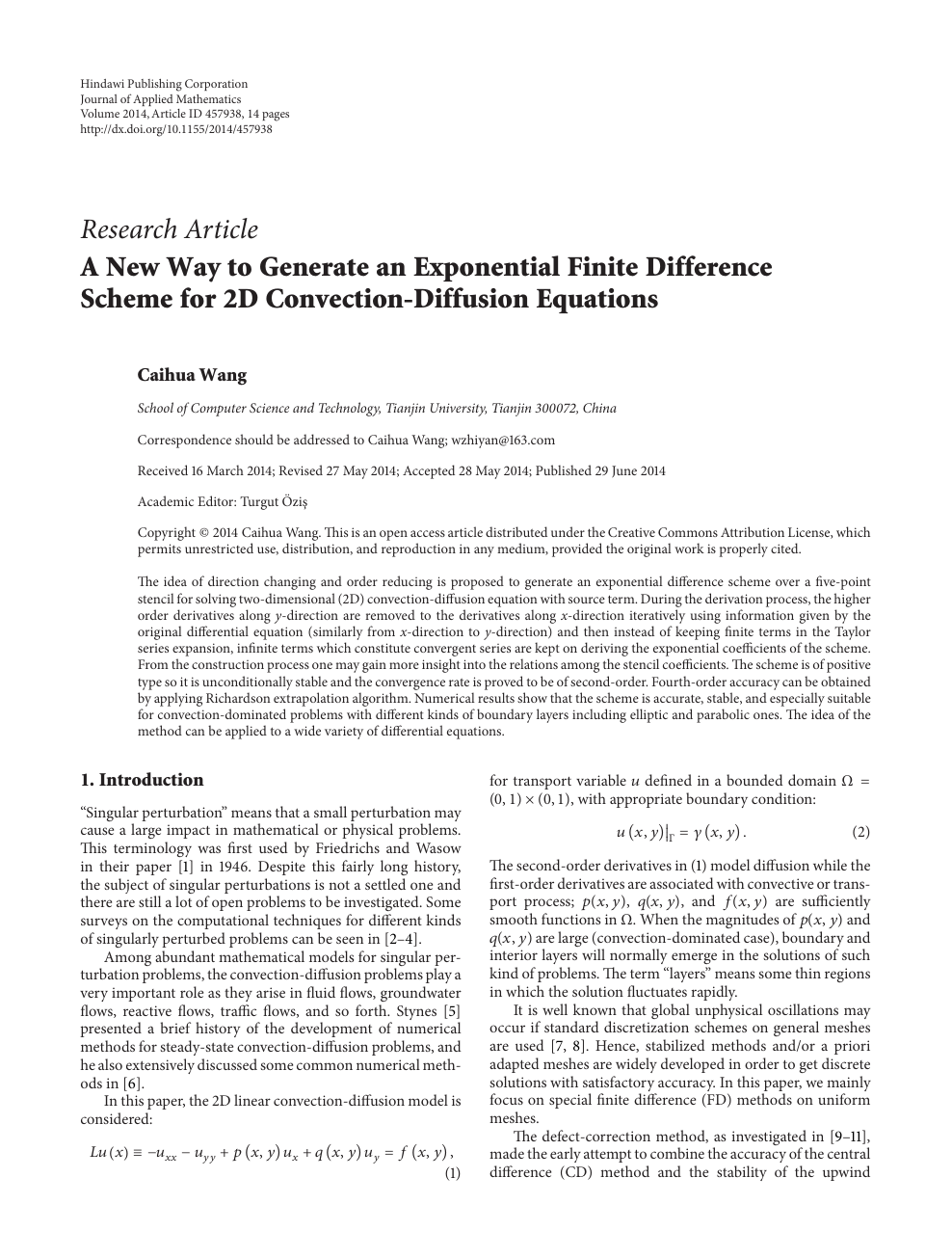 A New Way To Generate An Exponential Finite Difference Scheme For 2d Convection Diffusion Equations Topic Of Research Paper In Mathematics Download Scholarly Article Pdf And Read For Free On Cyberleninka Open