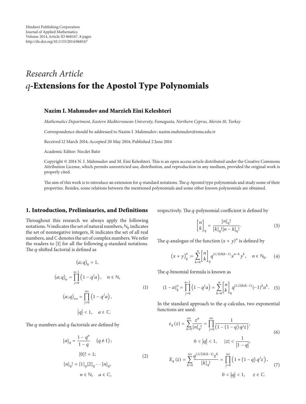 Extensions For The Apostol Type Polynomials Topic Of Research Paper In Mathematics Download Scholarly Article Pdf And Read For Free On Cyberleninka Open Science Hub