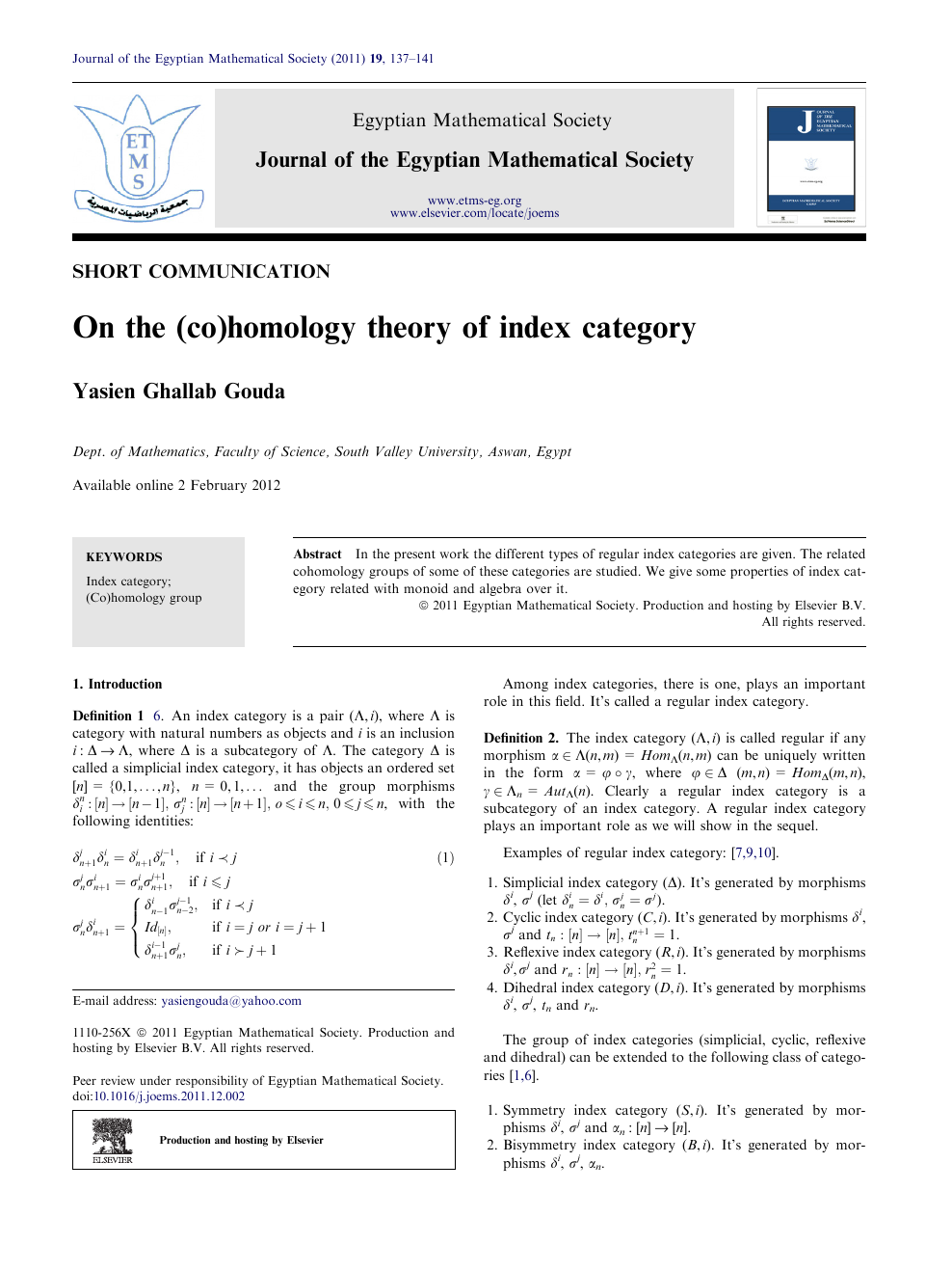 On The Co Homology Theory Of Index Category Topic Of Research Paper In Mathematics Download Scholarly Article Pdf And Read For Free On Cyberleninka Open Science Hub