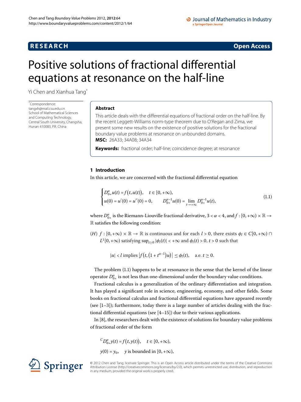 Positive Solutions Of Fractional Differential Equations At Resonance On The Half Line Topic Of Research Paper In Mathematics Download Scholarly Article Pdf And Read For Free On Cyberleninka Open Science Hub