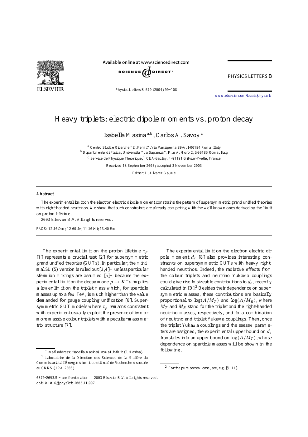 Heavy Triplets Electric Dipole Moments Vs Proton Decay Topic Of Research Paper In Physical Sciences Download Scholarly Article Pdf And Read For Free On Cyberleninka Open Science Hub