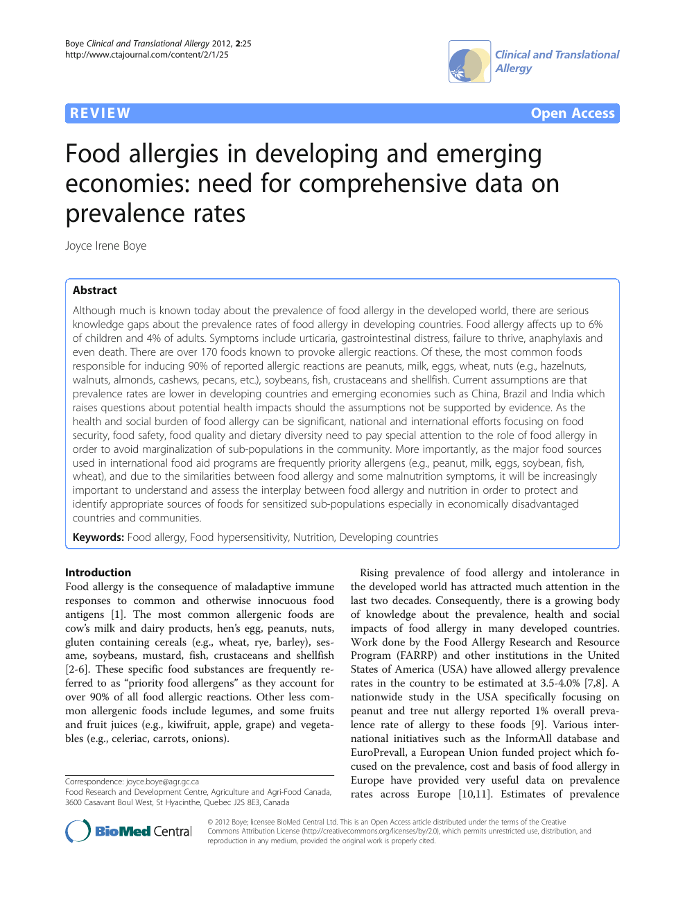Allergenic Foods and their Allergens, with links to Informall