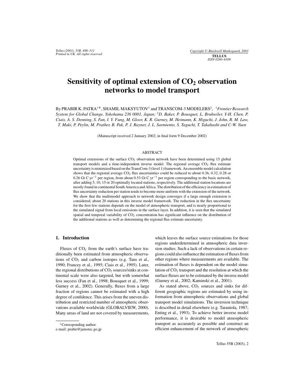 Sensitivity Of Optimal Extension Of Co2 Observation Networks To Model Transport Topic Of Research Paper In Earth And Related Environmental Sciences Download Scholarly Article Pdf And Read For Free On Cyberleninka