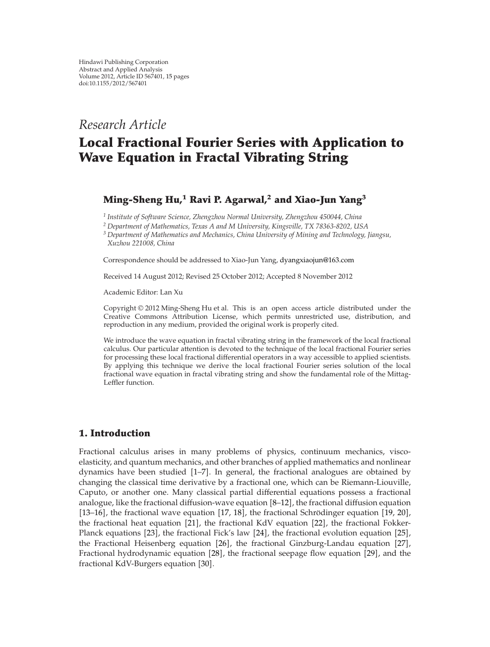 Local Fractional Fourier Series With Application To Wave Equation In Fractal Vibrating String Topic Of Research Paper In Mathematics Download Scholarly Article Pdf And Read For Free On Cyberleninka Open Science