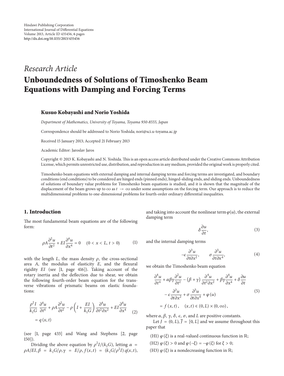 Unboundedness Of Solutions Of Timoshenko Beam Equations With Damping And Forcing Terms Topic Of Research Paper In Mathematics Download Scholarly Article Pdf And Read For Free On Cyberleninka Open Science Hub