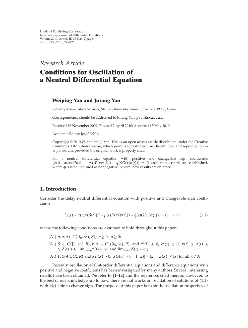 Conditions For Oscillation Of A Neutral Differential Equation Topic Of Research Paper In Mathematics Download Scholarly Article Pdf And Read For Free On Cyberleninka Open Science Hub