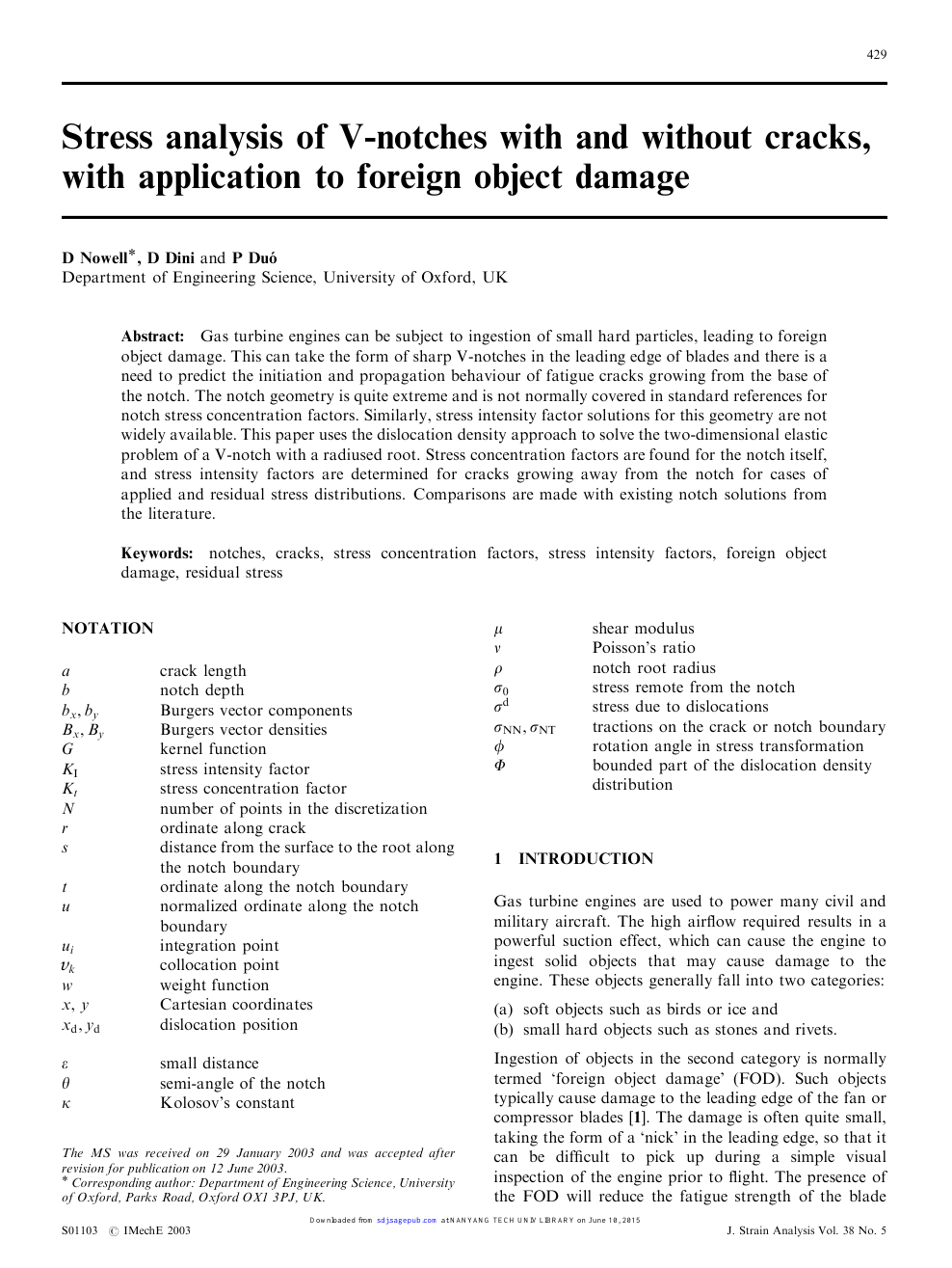 Stress Analysis Of V Notches With And Without Cracks With Application To Foreign Object Damage Topic Of Research Paper In Earth And Related Environmental Sciences Download Scholarly Article Pdf And Read For